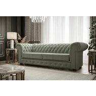 Elegantní třímístná pohovka Chesterfield - zeleno-šedá