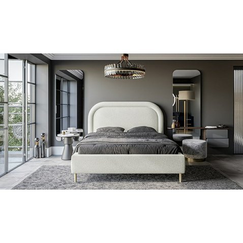 Čalouněná dvoulůžková postel Melany - 160 x 200 cm - bílá 01