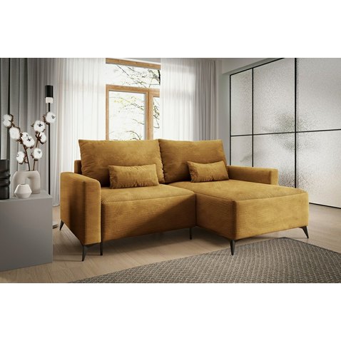 Sedací souprava do malého prostoru Mini Loft L – tkanina Poso 01 hořčicově žlutá 01