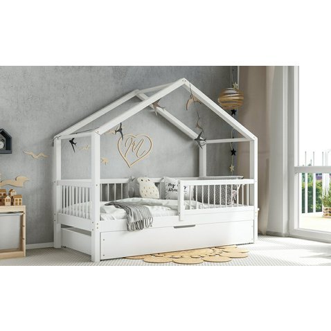 Domečková postel Musa bis + úložný prostor - 90 x 200 / bílá 01