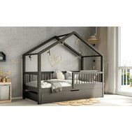Domečková postel Musa bis + úložný prostor - 90 x 200 / grafit