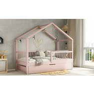 Domečková postel Musa bis + úložný prostor - 90 x 200 / růžová