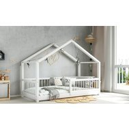 Dětská domečková postel Musa - bílá / 90 x 180 cm