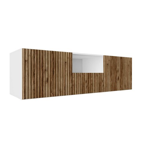 Frézovaný závěsný TV stolek NOE 140 cm - bílý mat/dub catania 01