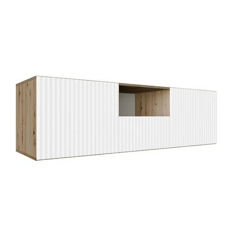 Moderní závěsný TV stolek NOE 140 cm - dub artisan/bílý mat 01