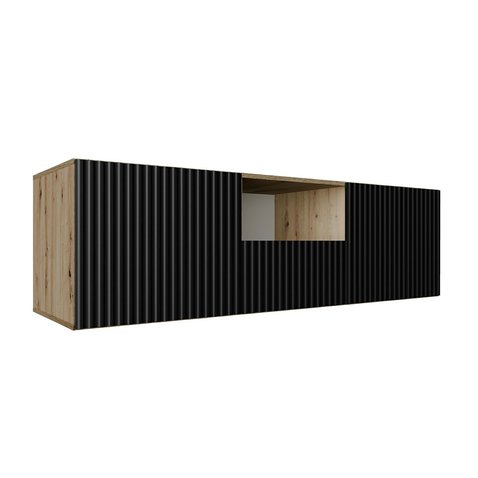 NOE frézovaný závěsný TV stolek 140 cm - dub artisan/černý mat 01