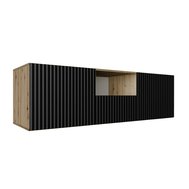 NOE frézovaný závěsný TV stolek 140 cm - dub artisan/černý mat