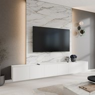 Závěsný TV stolek s frézováním NOE 300 cm - bílý mat