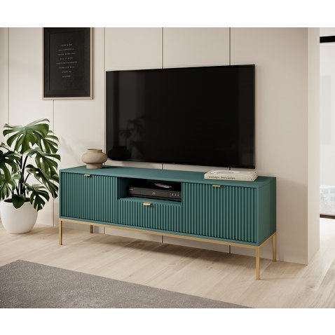 Prostorný TV stolek Nova - zelená/zlatá - 01