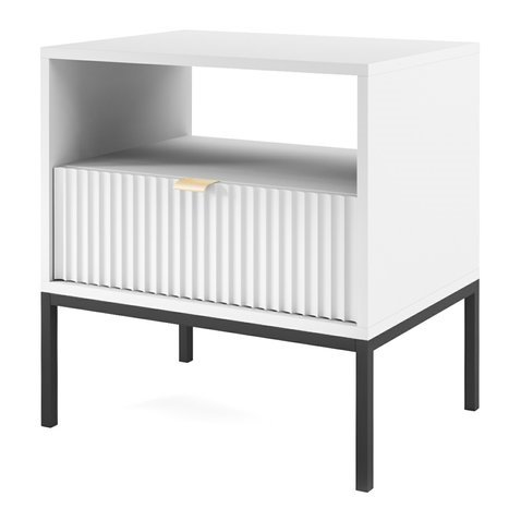 Praktický noční stolek se zásuvkou Nova - bílá/zlatá - 01