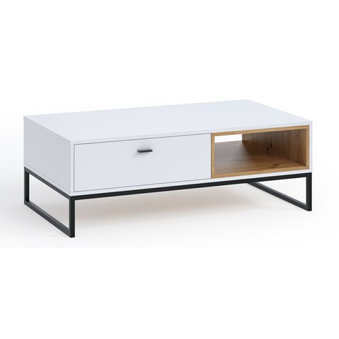 Konferenční stolek Olier - bílá / dub artisan / černá 01