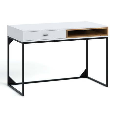 Stylový psací stůl Olier - bílá / dub artisan / černá 01