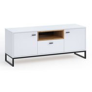 Televizní stolek Olier - bílá / dub artisan / černá