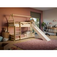 Domečková patrová postel se skluzavkou Play - 80 x 200 cm - přírodní