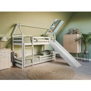 Domečková patrová postel se skluzavkou Play - 90 x 190 cm - bílá