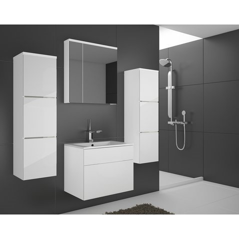Moderní koupelnová sestava Porto 2 - bílá matná / bílý lesk - 01