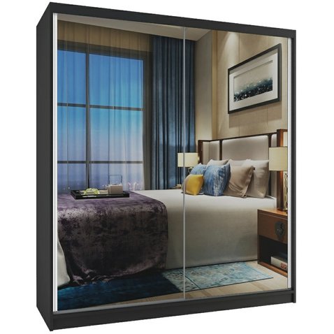 Luxusní zrcadlová šatní skříň Primavera 133 cm - černá - 01