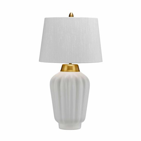Keramická stolní lampa Bexley - bílá / mosaz 01