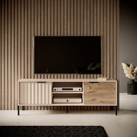 Moderní TV stolek Rave - béžová/dub wiking - 01