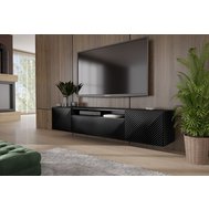 Závěsný TV stolek s frézováním Cleo 200 cm - černá