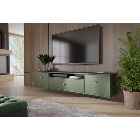 Závěsný TV stolek Mell 200 cm - zelená - 01