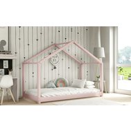 Dětská domečková postel Riki 90 x 180 - růžová