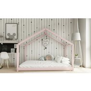 Masivní domečková postel Riki 80 x 160 - růžová