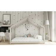 Masivní domečková postel Riki 80 x 160 - světle šedá