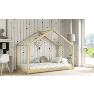 Dětská domečková postel Riki 90 x 180 - přírodní borovice