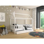 Domečková postel Alfie 4 s úložnými prostory - 120 x 200 - bílá
