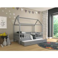 Domečková postel s přistýlkou Alfie 5 - 90 x 200 - šedá