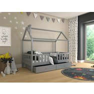 Domečková postel s úložným prostorem Alfie 4 - 80 x 160 - šedá