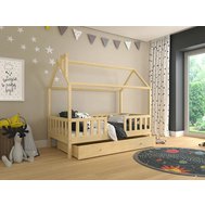 Domečková postel s úložným prostorem Alfie 3 - 90 x 200 - přírodní borovice