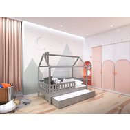 Domečková postel Alfie PLUS 5 s přistýlkou a snímatelnou zábranou - 120 x 200 cm