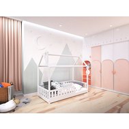 Domečková postel Alfie PLUS 1 se snímatelnou zábranou - 90 x 200 cm - bílá