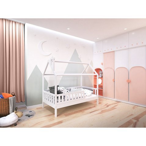 Dětská postel Alfie PLUS 2 se snímatelnou zábranou - 90 x 200 cm - bílá 01