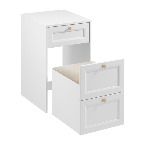 Kompaktní toaletka s taburetem - bílý mat 01