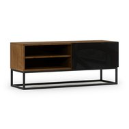 Televizní stolek Avorio s kovovou podnoží - dub artisan / černý lesk