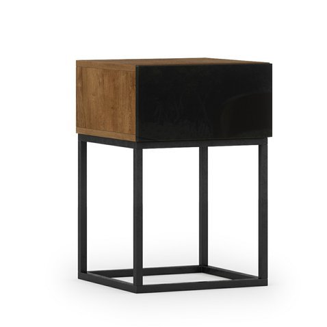 Noční stolek Avorio - dub artisan / černý lesk 01