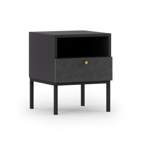 Moderní noční stolek Lanzzi - černá / zlatá 01