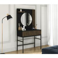Toaletní stolek Meorati se zrcadlem - dub artisan / černá