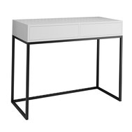 Konzolový stolek SKM2 – bílý mat a černý kov s praktickými šuplíky