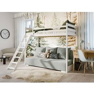 Dřevěná vyvýšená postel s pohovkou Sofino 1 - 90x200 cm - bílá