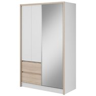 Moderní šatní skříň Sára - 134 cm - bílá / dub sonoma