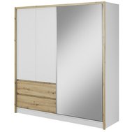 Moderní šatní skříň Sára - 204 cm - bílá / dub artisan