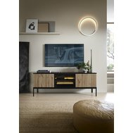 Televizní stolek s osvětlením Sento - černý grafit/dub wotan