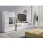 Prostorný televizní stolek Silke 1 - bílá / bílý lesk / beton colorado 05