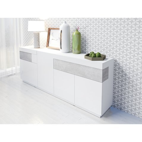 Designová komoda Silke 1 - bílá / bílý lesk / beton colorado 02