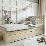 Dřevěná postel s úložným prostorem Simple Fello Plus 100 x 190 cm - přírodní Dřevěná postel s úložným prostorem Simple Fello Plus 100 x 190 cm - přírodní