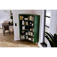 Rohový regál Skandica Horn – zelená, moderní knihovna do rohu